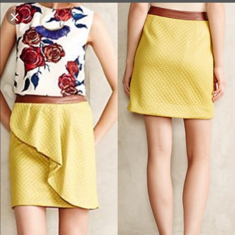 Pre❤️ Anthropologie Lemon Petal Skirt